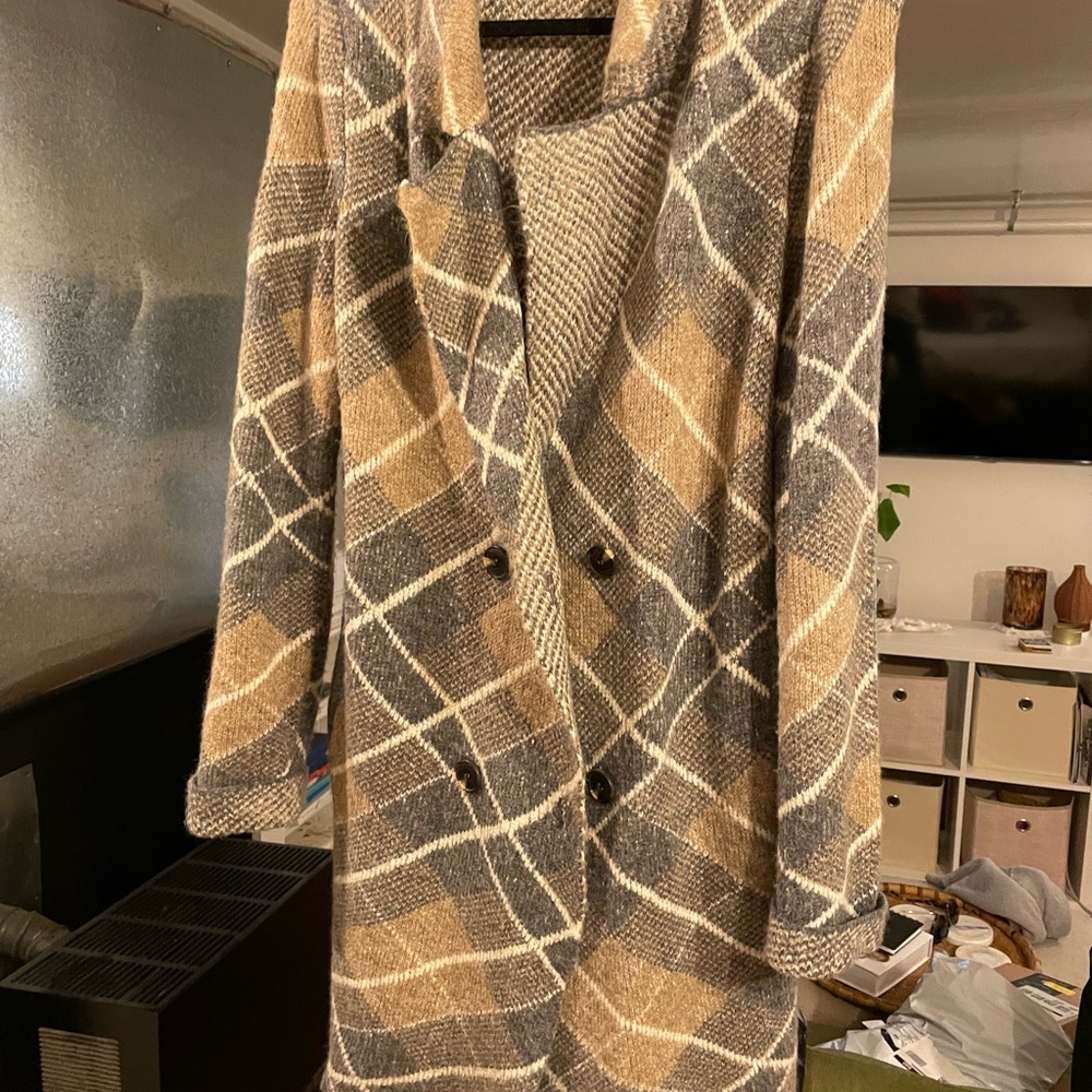 Plaid long cardigan